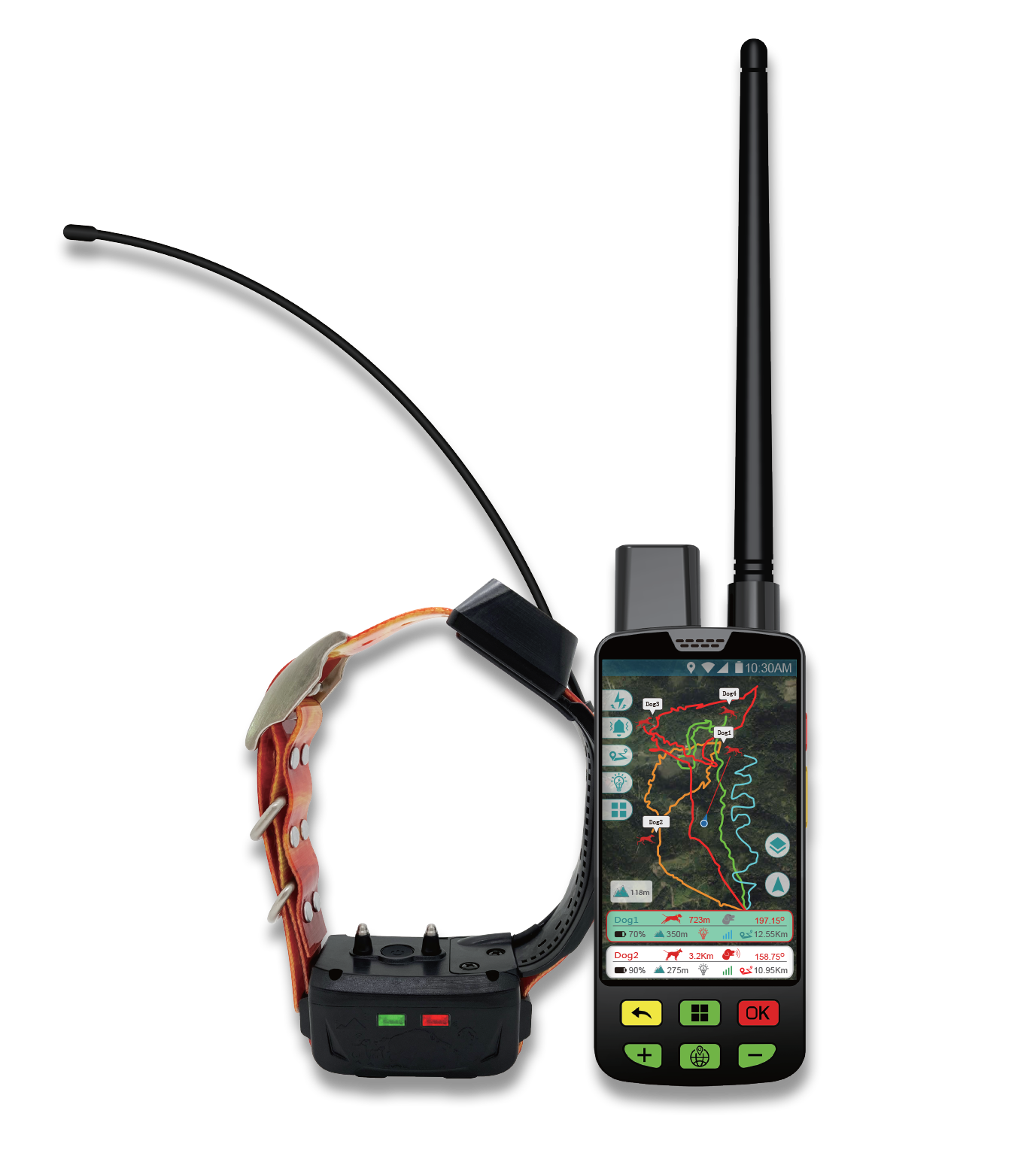 A photo of GPS handheld device and dog collar