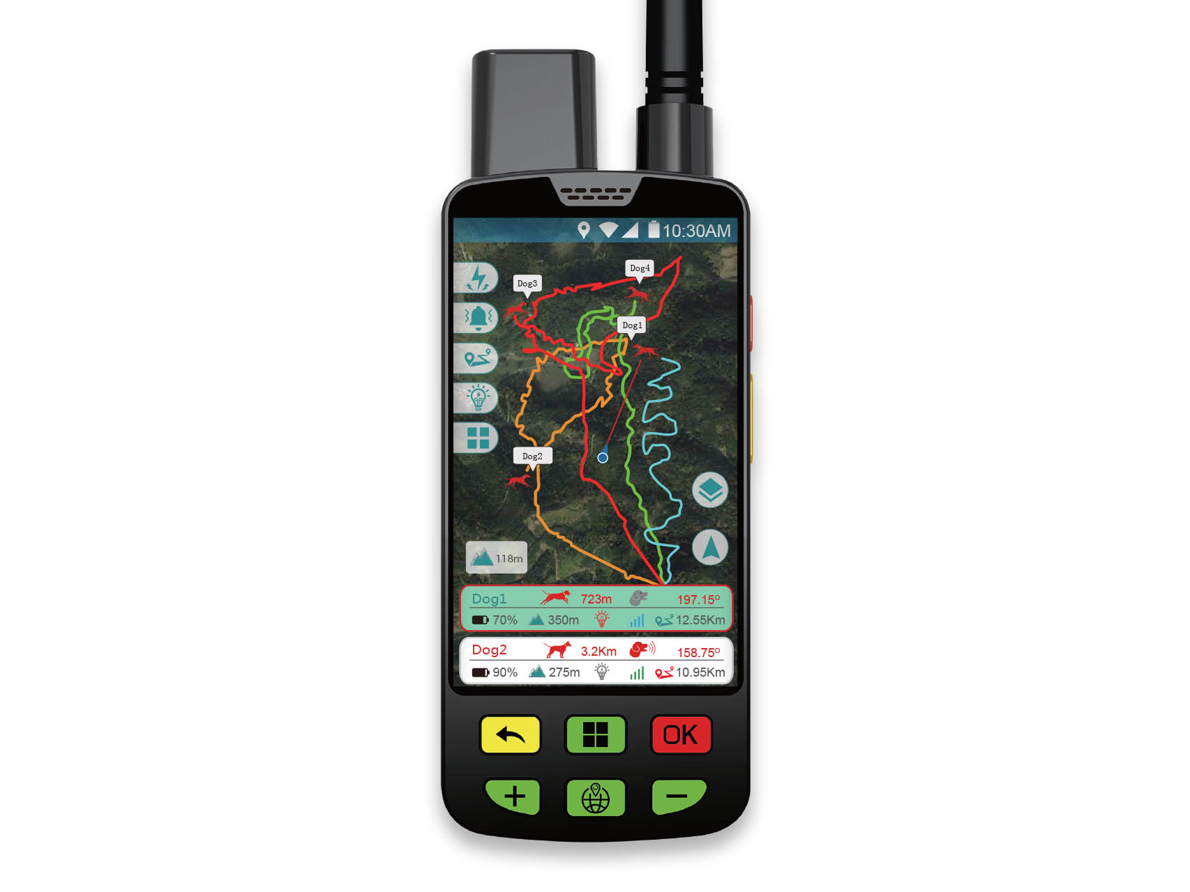 Handheld tracker device showing Real-Time Tracking